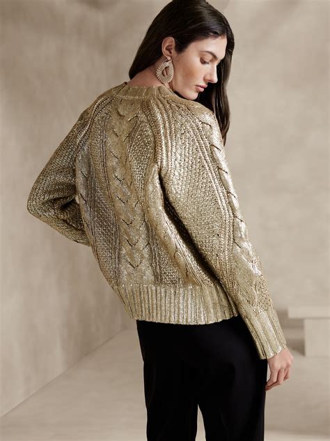 cooling fabric metallic sweater under $50|metallic leather sweater.